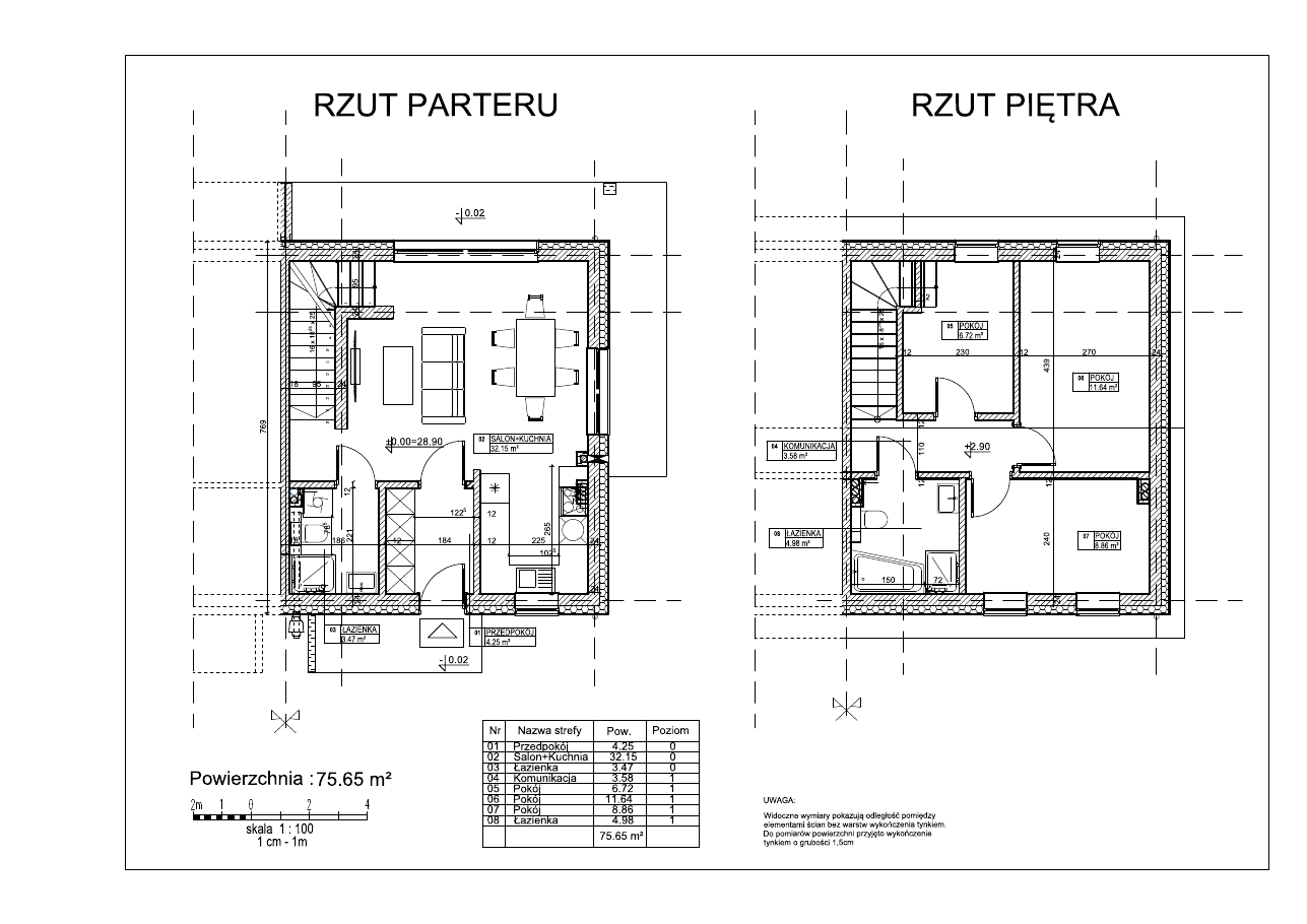 Rzut parteru i piętra Rodzinnej Ostoi z opisem pomieszczeń